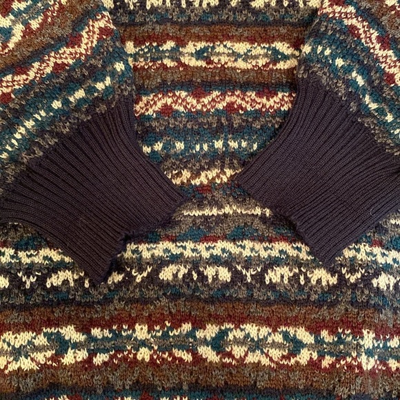 Tricots St Raphael VTG Crew Neck Wool Knitted Sweater Blues Teal Brown XL - Picture 1 of 5